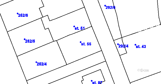 Parcela st. 55 v KÚ Časy, Katastrální mapa