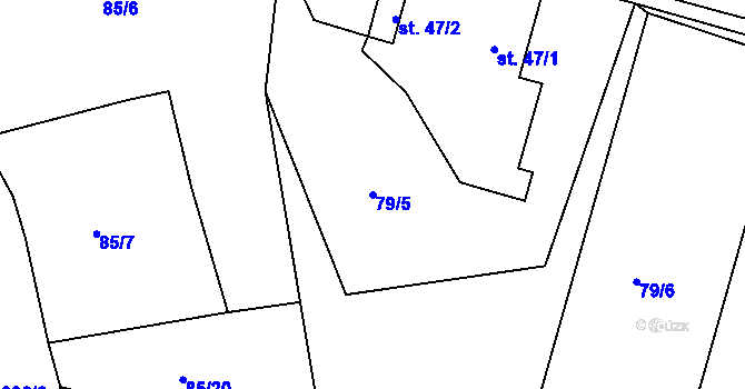 Parcela st. 79/5 v KÚ Časy, Katastrální mapa