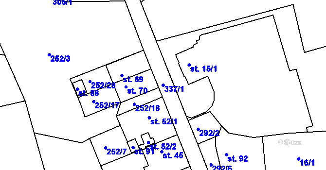 Parcela st. 337/1 v KÚ Časy, Katastrální mapa