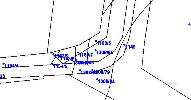 Parcela st. 1308/85 v KÚ Časy, Katastrální mapa