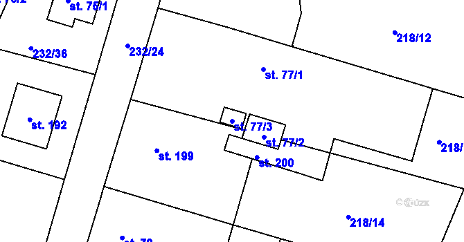 Parcela st. 77/3 v KÚ Choteč u Holic, Katastrální mapa