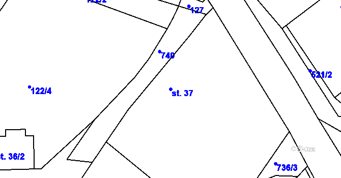 Parcela st. 37 v KÚ Choteč u Holic, Katastrální mapa