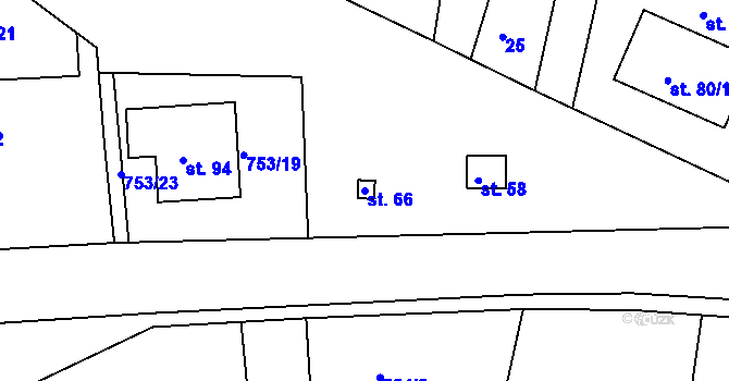 Parcela st. 66 v KÚ Choteč u Holic, Katastrální mapa