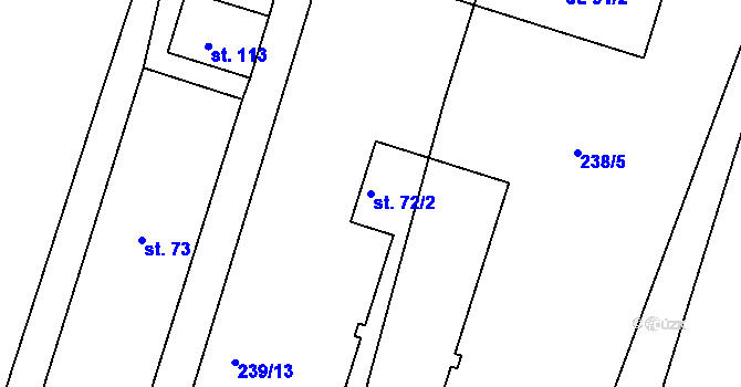 Parcela st. 72/2 v KÚ Choteč u Holic, Katastrální mapa