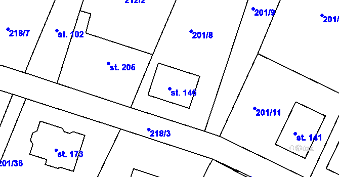 Parcela st. 146 v KÚ Choteč u Holic, Katastrální mapa