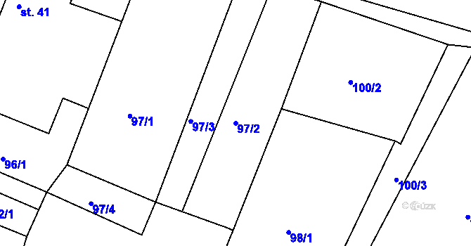 Parcela st. 97/2 v KÚ Choteč u Holic, Katastrální mapa
