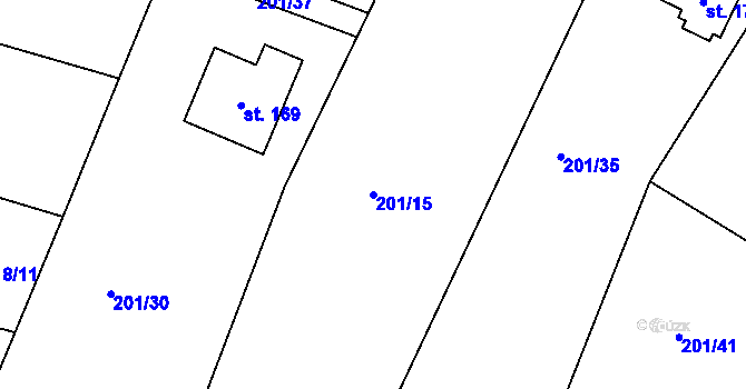 Parcela st. 201/15 v KÚ Choteč u Holic, Katastrální mapa