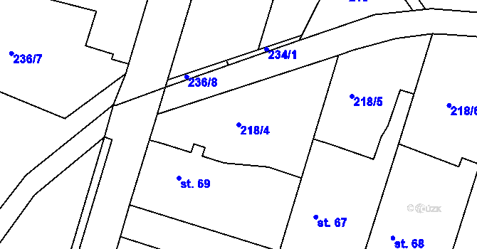 Parcela st. 218/4 v KÚ Choteč u Holic, Katastrální mapa