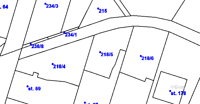 Parcela st. 218/5 v KÚ Choteč u Holic, Katastrální mapa