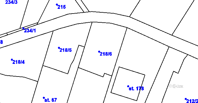 Parcela st. 218/6 v KÚ Choteč u Holic, Katastrální mapa