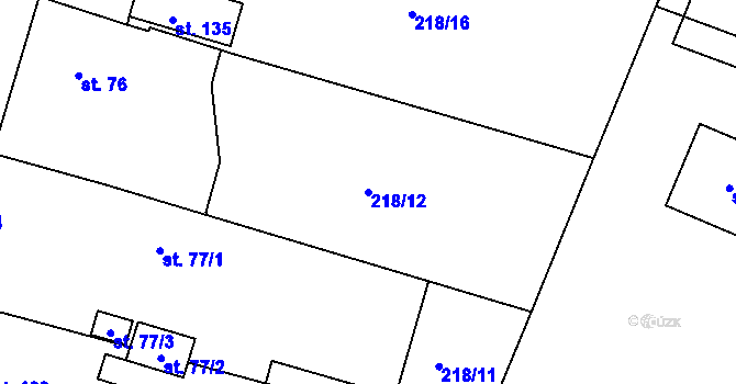 Parcela st. 218/12 v KÚ Choteč u Holic, Katastrální mapa