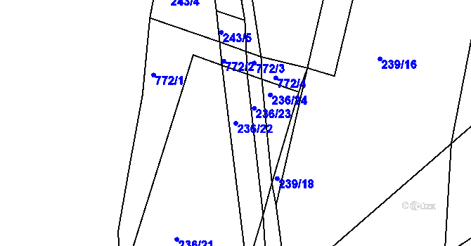 Parcela st. 236/22 v KÚ Choteč u Holic, Katastrální mapa