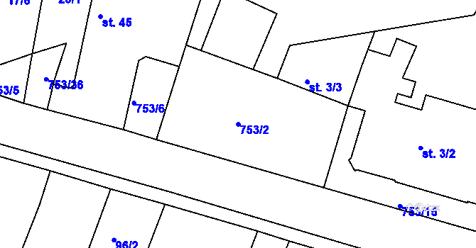 Parcela st. 753/2 v KÚ Choteč u Holic, Katastrální mapa