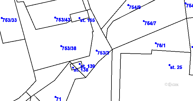 Parcela st. 753/3 v KÚ Choteč u Holic, Katastrální mapa