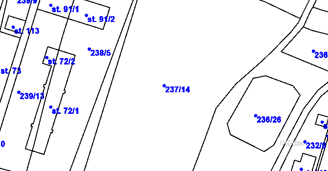Parcela st. 237/14 v KÚ Choteč u Holic, Katastrální mapa