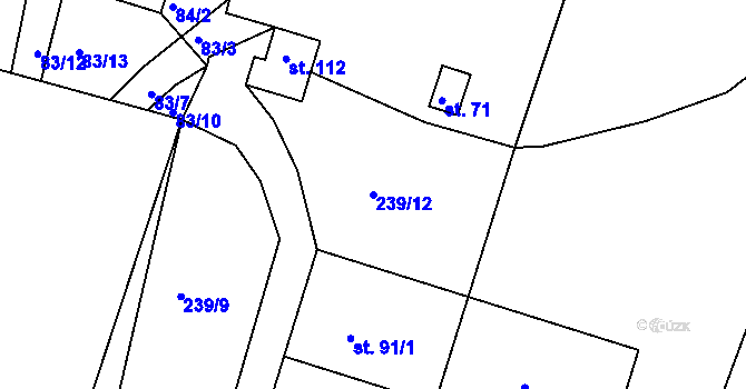 Parcela st. 239/12 v KÚ Choteč u Holic, Katastrální mapa