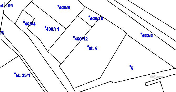 Parcela st. 6 v KÚ Chotělice, Katastrální mapa