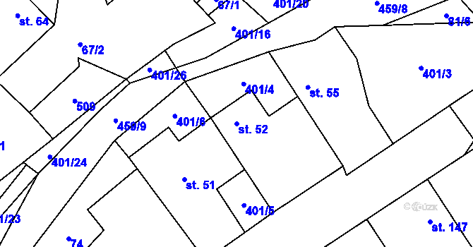 Parcela st. 52 v KÚ Chotělice, Katastrální mapa