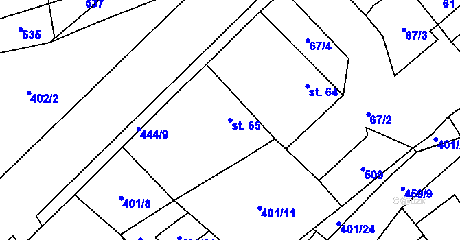 Parcela st. 65 v KÚ Chotělice, Katastrální mapa