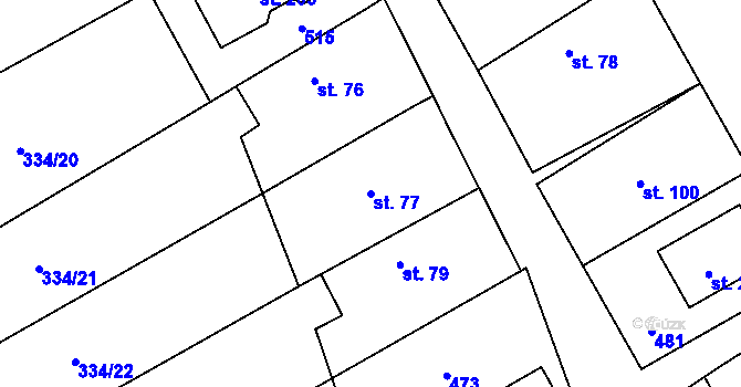 Parcela st. 77 v KÚ Chotělice, Katastrální mapa