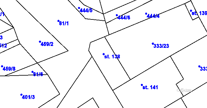 Parcela st. 138 v KÚ Chotělice, Katastrální mapa