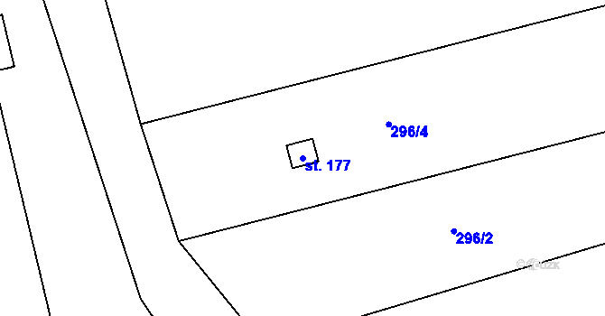 Parcela st. 177 v KÚ Chotělice, Katastrální mapa