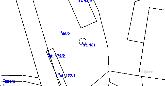 Parcela st. 181 v KÚ Chotělice, Katastrální mapa
