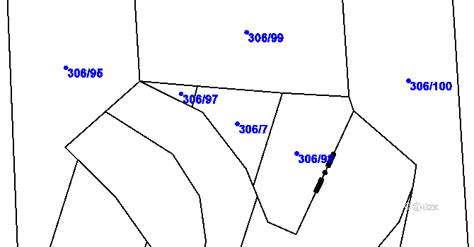 Parcela st. 306/7 v KÚ Chotělice, Katastrální mapa