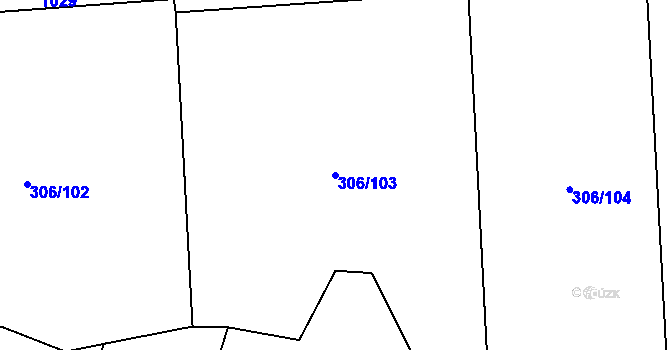 Parcela st. 306/103 v KÚ Chotělice, Katastrální mapa