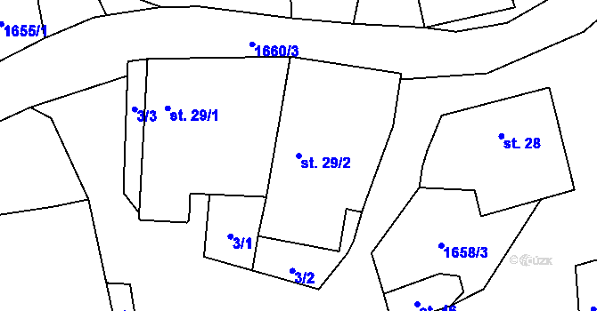 Parcela st. 29/2 v KÚ Chotěmice, Katastrální mapa