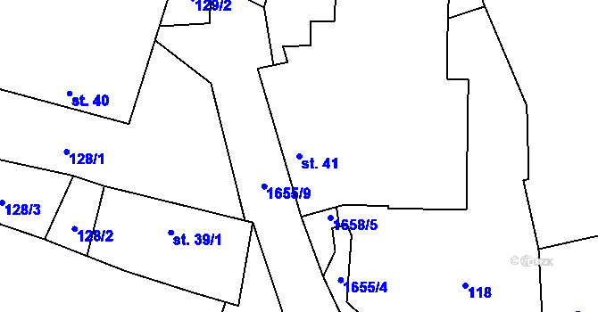Parcela st. 41 v KÚ Chotěmice, Katastrální mapa