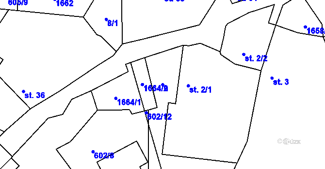 Parcela st. 9 v KÚ Chotěmice, Katastrální mapa