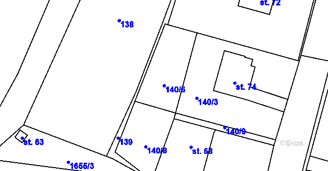 Parcela st. 140/6 v KÚ Chotěmice, Katastrální mapa