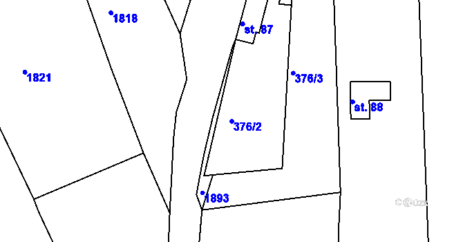 Parcela st. 376/2 v KÚ Chotěmice, Katastrální mapa