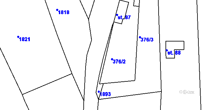 Parcela st. 376/4 v KÚ Chotěmice, Katastrální mapa