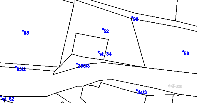 Parcela st. 34 v KÚ Chotěnov, Katastrální mapa