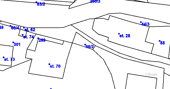 Parcela st. 66/2 v KÚ Chotěnov, Katastrální mapa