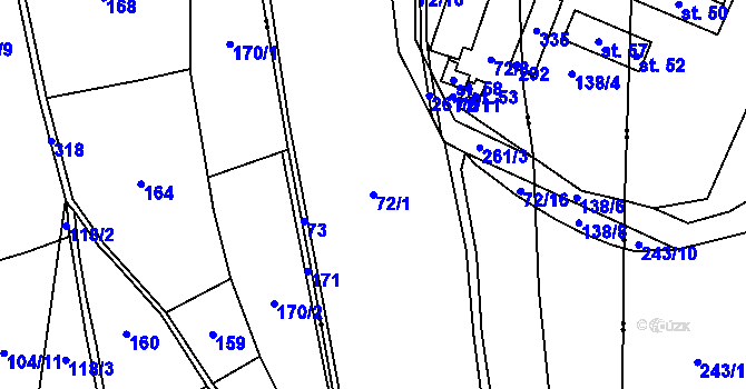 Parcela st. 72/1 v KÚ Chotěnov, Katastrální mapa