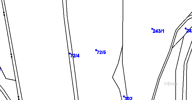 Parcela st. 72/5 v KÚ Chotěnov, Katastrální mapa