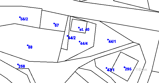 Parcela st. 44/4 v KÚ Chotěnov, Katastrální mapa