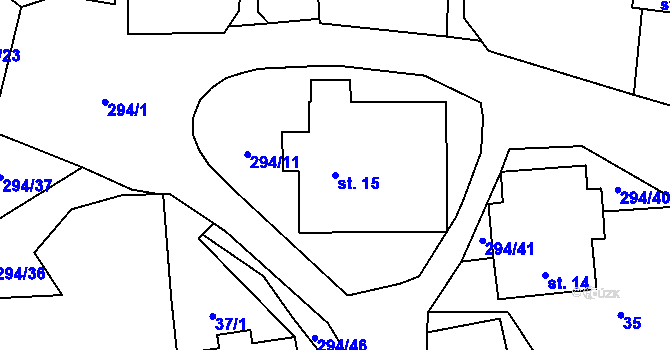 Parcela st. 15 v KÚ Olšany u Chotěnova, Katastrální mapa