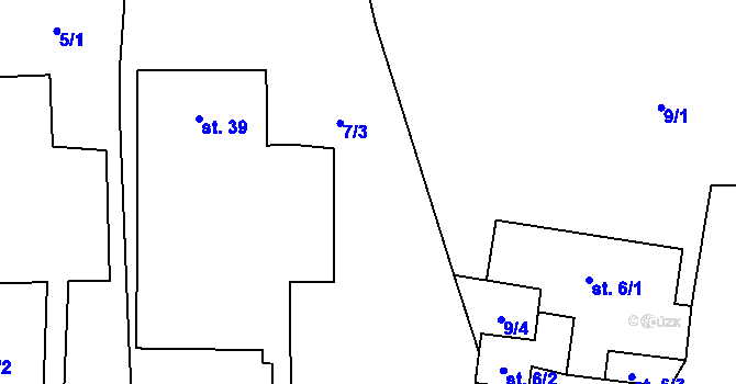 Parcela st. 7/3 v KÚ Olšany u Chotěnova, Katastrální mapa
