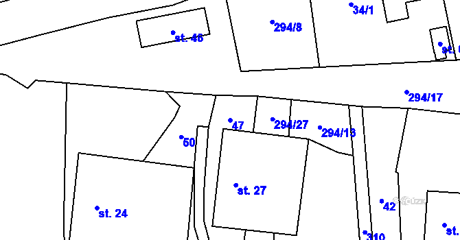 Parcela st. 47 v KÚ Olšany u Chotěnova, Katastrální mapa