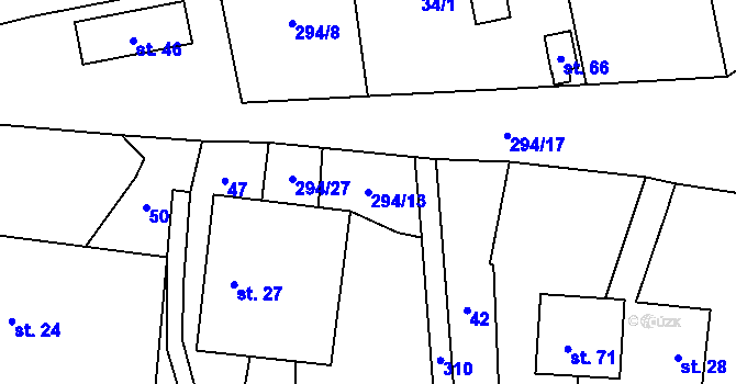 Parcela st. 294/13 v KÚ Olšany u Chotěnova, Katastrální mapa