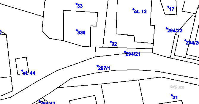 Parcela st. 294/20 v KÚ Olšany u Chotěnova, Katastrální mapa