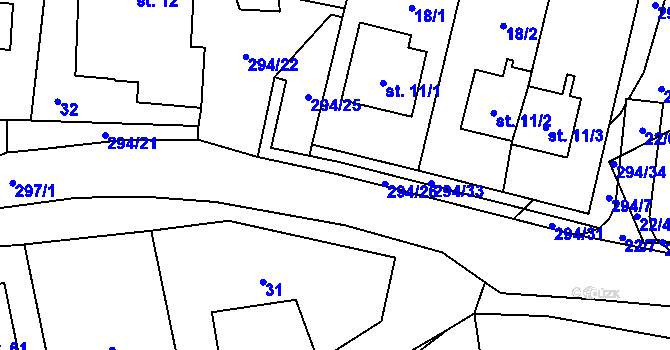 Parcela st. 297/5 v KÚ Olšany u Chotěnova, Katastrální mapa