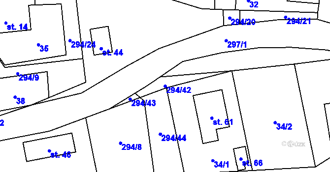 Parcela st. 294/42 v KÚ Olšany u Chotěnova, Katastrální mapa