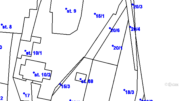 Parcela st. 20/6 v KÚ Olšany u Chotěnova, Katastrální mapa
