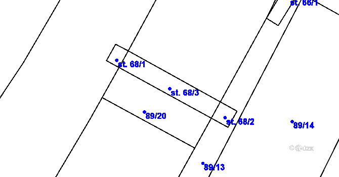 Parcela st. 68/3 v KÚ Břístev, Katastrální mapa