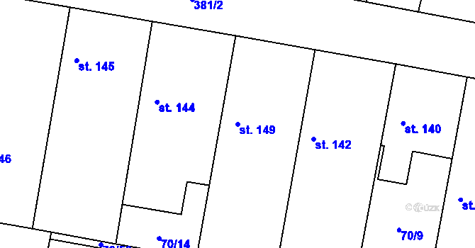 Parcela st. 149 v KÚ Chotěšice, Katastrální mapa